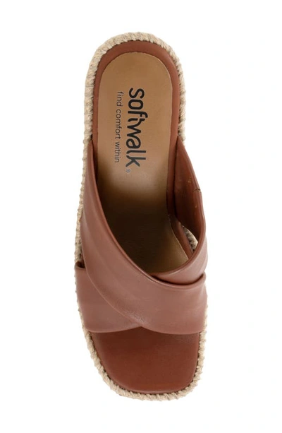 Softwalk Hastings Espadrille Platform Wedge Slide Sandal In Cognac