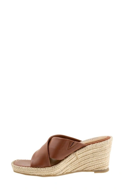 Softwalk Hastings Espadrille Platform Wedge Slide Sandal In Cognac