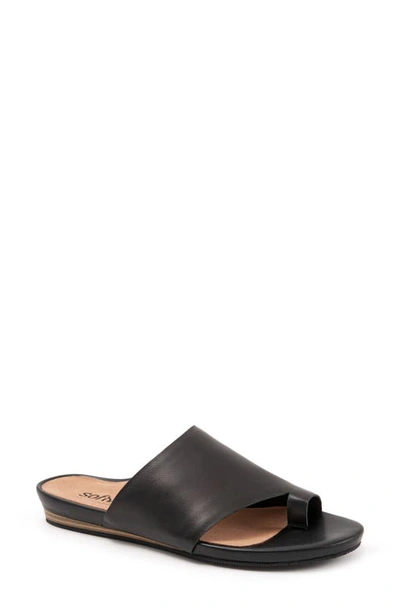 Softwalk Corsica Slide Sandal In Black Leather