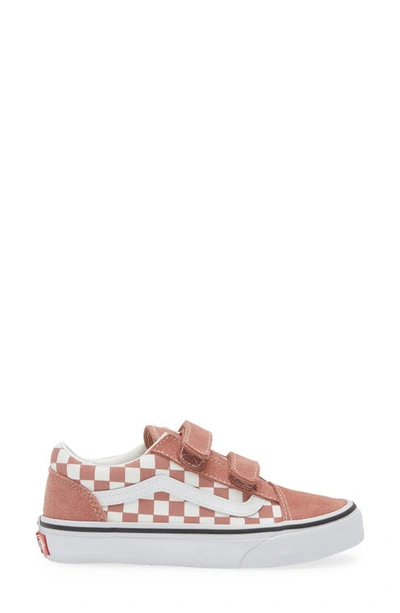 Shop Vans Kids' Old Skool V Sneaker In Checkerboard Withered Rose