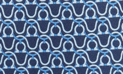 Ferragamo Gancini Print Silk Tie In Marine