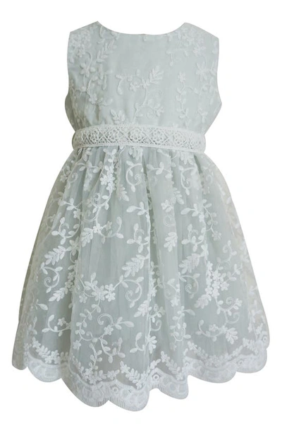 Shop Popatu Kids' Embroidered Mesh Overlay Party Dress In Grey