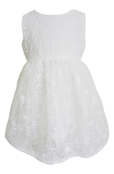 Shop Popatu Kids' Floral Embroidered Mesh Overlay Party Dress In White