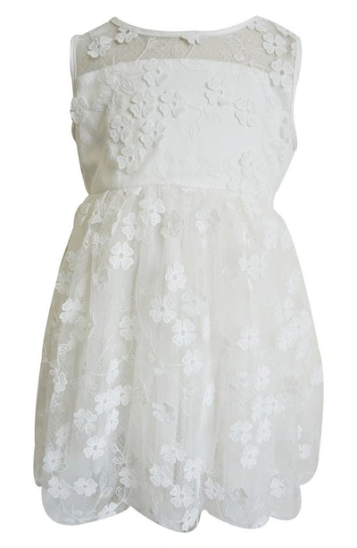 Shop Popatu Kids' 3d Floral Appliqué Tulle Party Dress In White