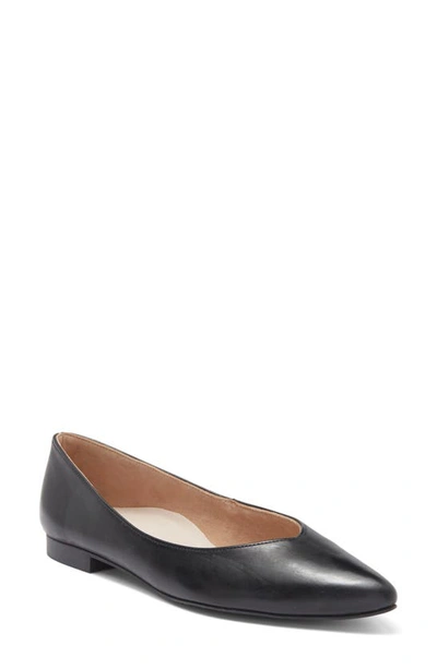 Shop Paul Green Tia Pointed Flat In Black Leather