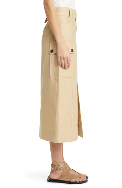 Shop Rails Cyrus Belted Cotton & Linen Midi Skirt In Khaki
