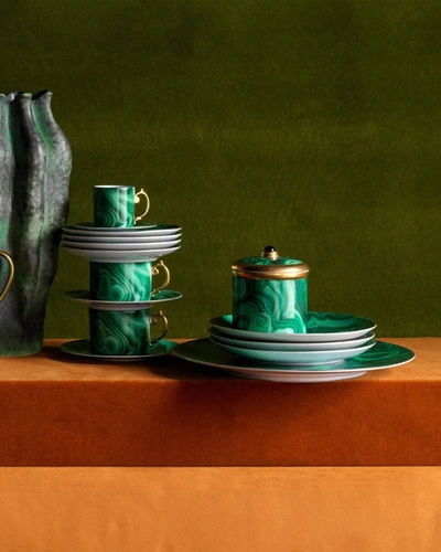 L'objet Malachite Porcelain And 24kt Gold Candle In Green