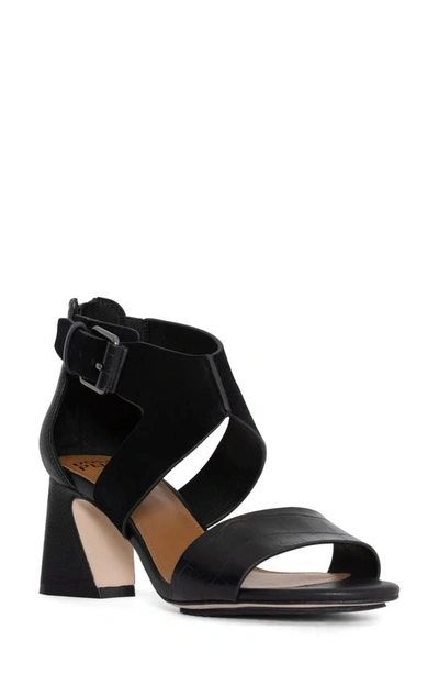 Shop Donald Pliner Buckle Block Heel Sandal In Black-black