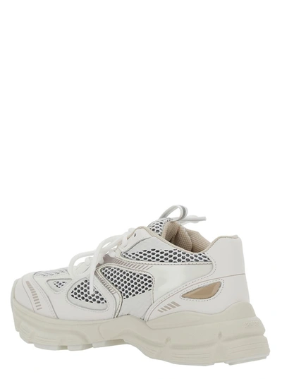 Shop Axel Arigato 'marathon Runner' White Low Top Sneakers With Reflective Details In Leather Blend Woman