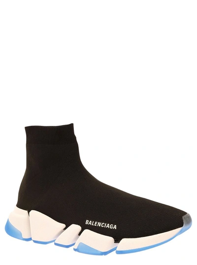Shop Balenciaga 'speed 2.0' Black Sneakers With Logo Detail In Stretch Fabric Man