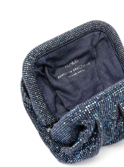 Shop Benedetta Bruzziches 'venus La Petite' Blue Clutch Bag In Fabric With Allover Crystals Woman