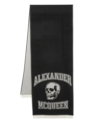 Shop Alexander Mcqueen Scarfs In Black/ivory
