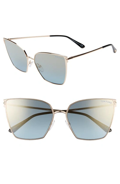 Shop Tom Ford Helena 59mm Cat Eye Sunglasses In Rose Gold/ Black/ Blue W Gold