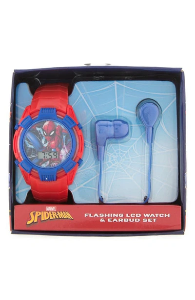Shop Accutime Spiderman™ Lcd Watch & Wired Earbuds Set In Red