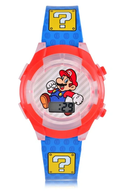 Shop Accutime Super Mario™ Lcd Flashing Silicone Strap Watch In Blue