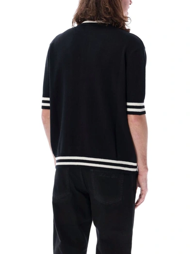 Shop Balmain Signature Knit Polo Shirt In Black