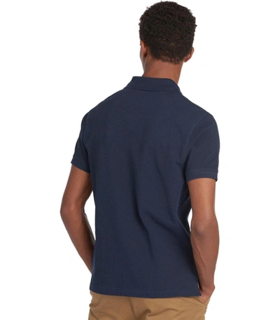 Shop Barbour Tartan Pique Navy Blue Polo Shirt