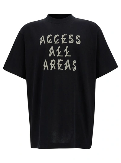 Shop M44 Label Group Black T-shirt With 'access All Areas' Print In Cotton Man