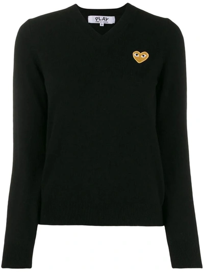 Shop Comme Des Garçons Play Ladies Knit Pullover Clothing In Black