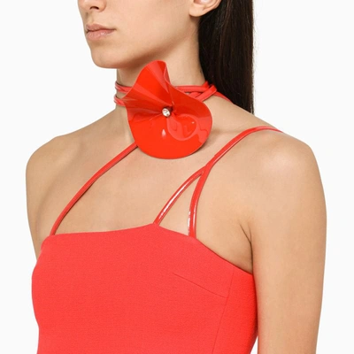 Shop David Koma Midi Dress With Flower In Red