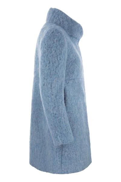 Shop Fay Romantic - Wool, Mohair And Alpaca Blend Coat In Blue