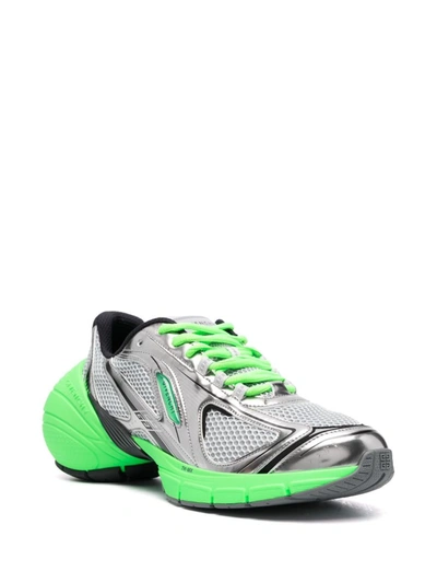 Shop Givenchy Sneakers In Green/silver