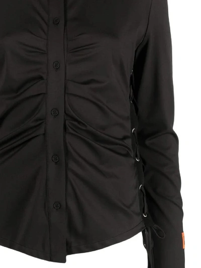 Heron Preston Lace-up Ruched Shirt In Black
