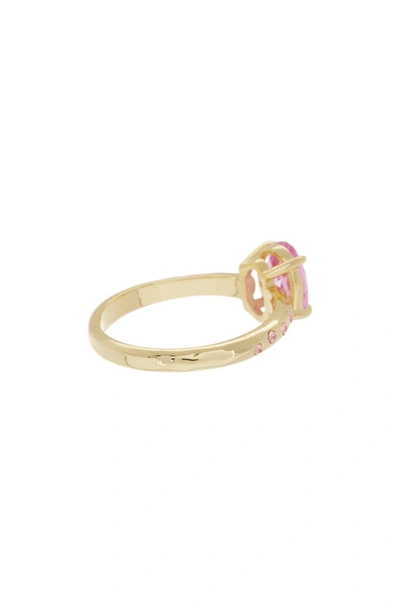 Shop Covet Pink Oval Cz Ring In Pink/ Gold