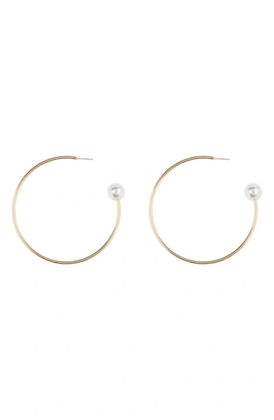 Shop Tasha Imitation Pearl Hoop Earrings In Gold