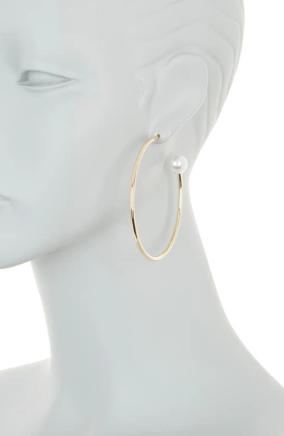 Shop Tasha Imitation Pearl Hoop Earrings In Gold
