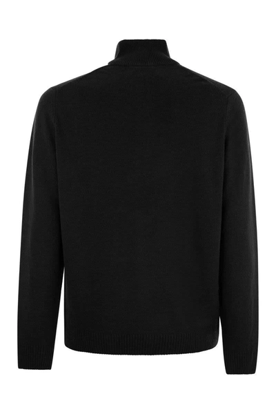 Shop Lacoste Wool Pullover With High Neck In Black