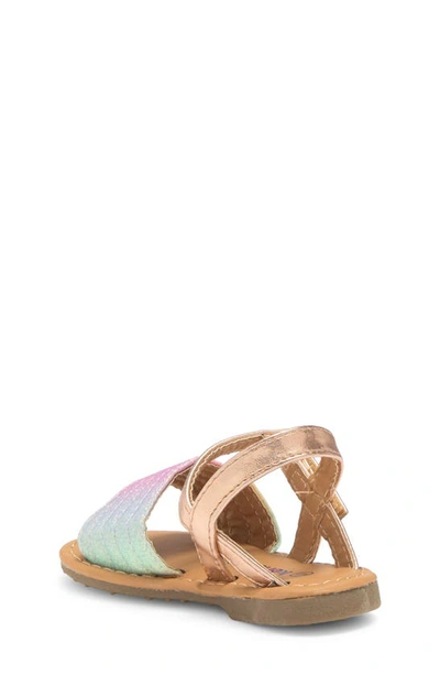 Shop Kensie Kids' Rainbow Glitter Sandal In Rose Gold Multi