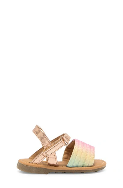 Shop Kensie Kids' Rainbow Glitter Sandal In Rose Gold Multi