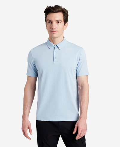 Kenneth Cole Essential Stretch Knit Polo In Light Blue
