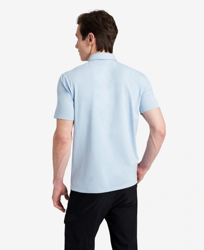 Kenneth Cole Essential Stretch Knit Polo In Light Blue