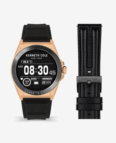 Shop Kenneth Cole The Wellness Smartwatch 2.0 With Interchangeable Band Set In Black