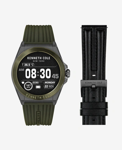 Shop Kenneth Cole The Wellness Smartwatch 2.0 With Interchangeable Band Set In Olive