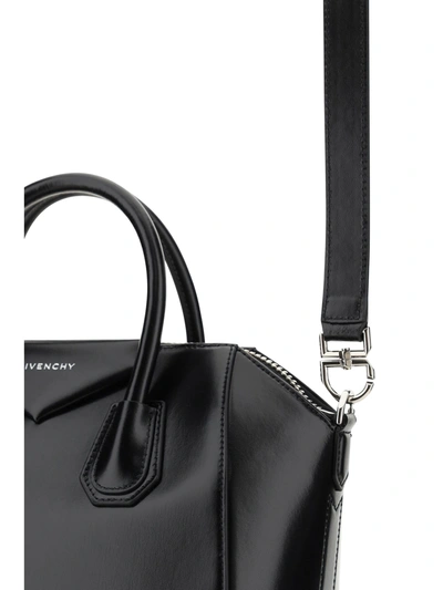 Shop Givenchy Leather Handbag With Engraved Logo On The Front