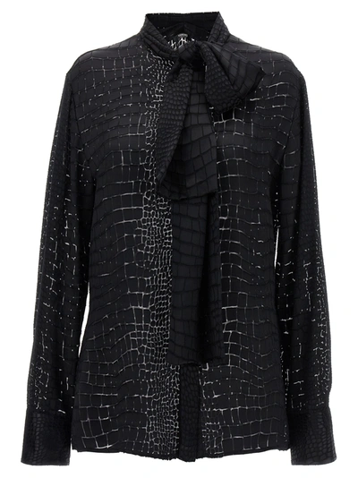 Shop Versace Crocodile Shirt, Blouse Black