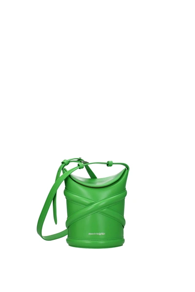 Shop Alexander Mcqueen Crossbody Bag The Curve Leather Green Acid Green