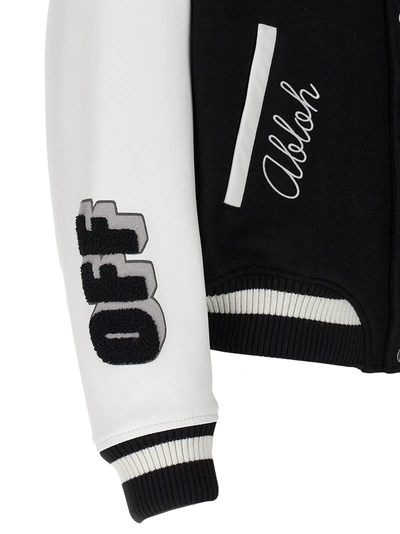 Shop Off-white Lea Wool Varsity Casual Jackets, Parka White/black