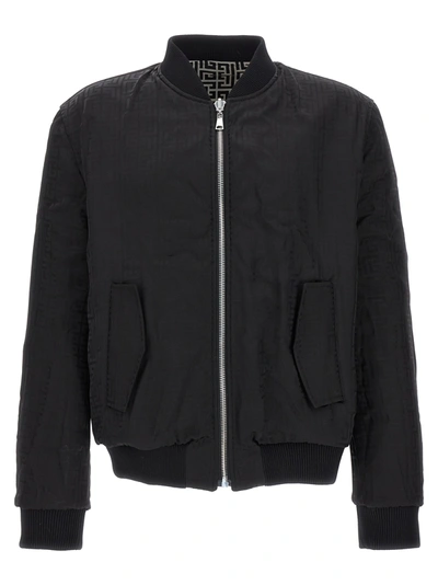 Shop Balmain Monogram Reversible Bomber Jacket Casual Jackets, Parka White/black