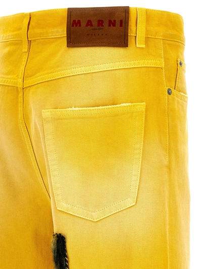 Shop Marni Patch Jeans Yellow