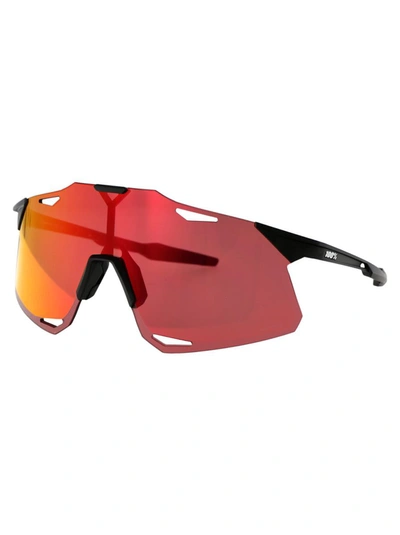 Shop 100% Sunglasses In Matte Black - Hiper Red Multilayer Mirror Lens