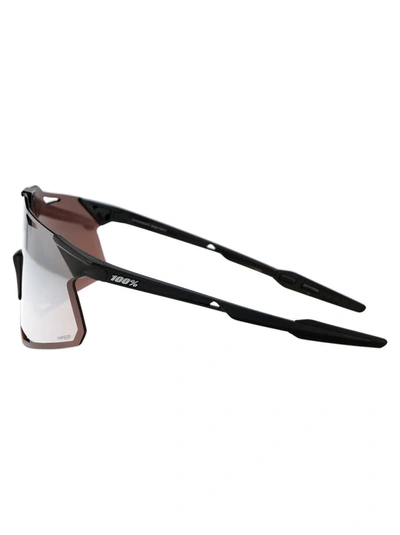 Shop 100% Sunglasses In Gloss Black - Hiper Silver Mirror Lens