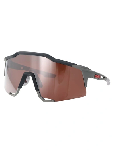Shop 100% Sunglasses In Soft Tact Stone Grey - Hiper Crimson Silver Mirror Lens
