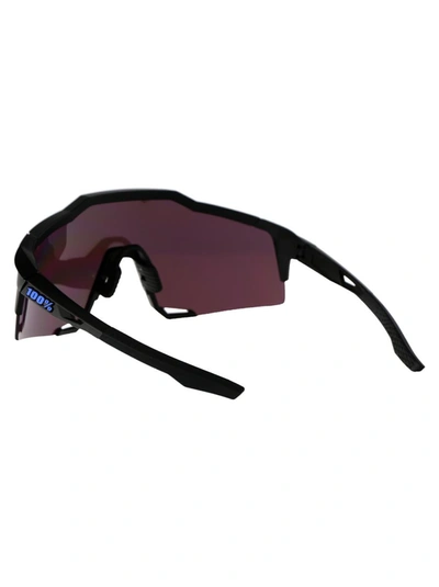 Shop 100% Sunglasses In Matte Black - Hiper Blue Multilayer Mirror Lens