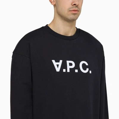 Shop Apc A.p.c. Logoed Navy Crewneck Sweatshirt In Blue