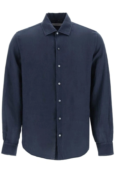 Shop Agnona Classic Linen Shirt In Blue