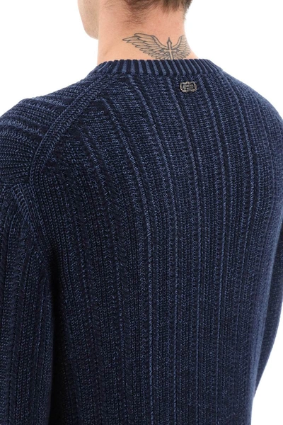 Shop Agnona Cashmere, Silk And Cotton Sweater In Blue